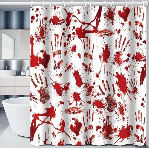 Halloween Shower Curtain Decorations, 72x72 Inches Horror Bath Curtain - Picture 2 of 4